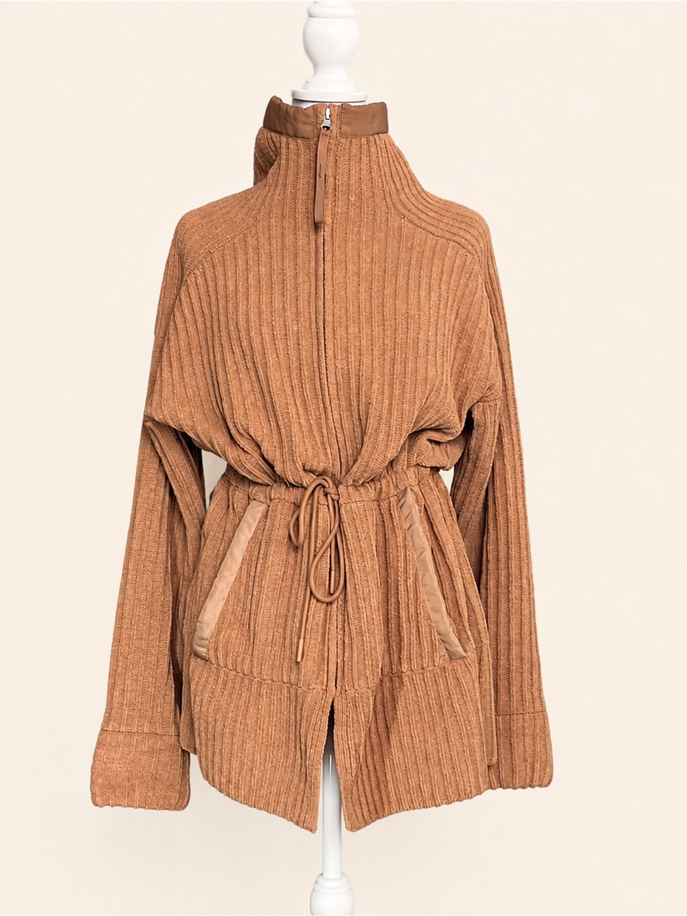 🍂🤎 FLX Chenille Shaker-Knit Funnel Neck Commuter Jacket | MED.